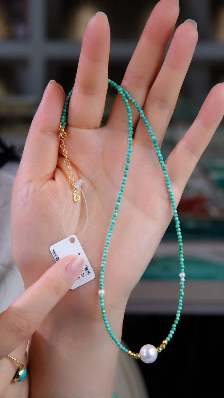 银S925镀金镶嵌绿松石颈饰多样性发货