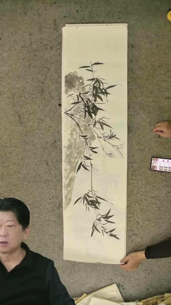 国画四尺对开  墨竹条屏 34*138cm