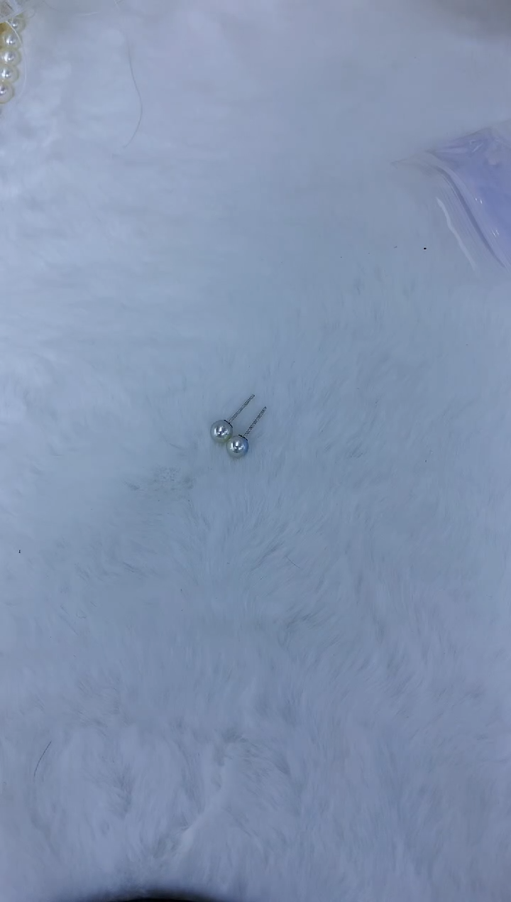 银S925镶嵌饰品海水珍珠5-6真多麻色素钉·银针