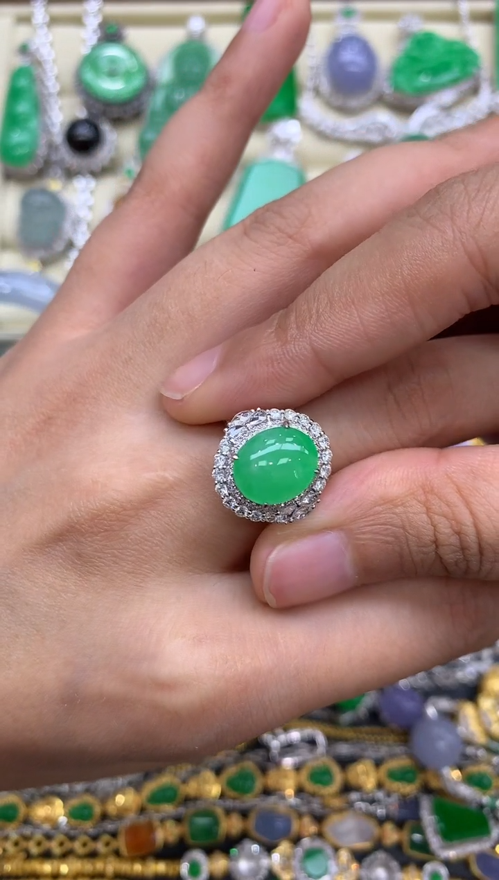 翡翠戒指18K金镶嵌423-中国好珍宝