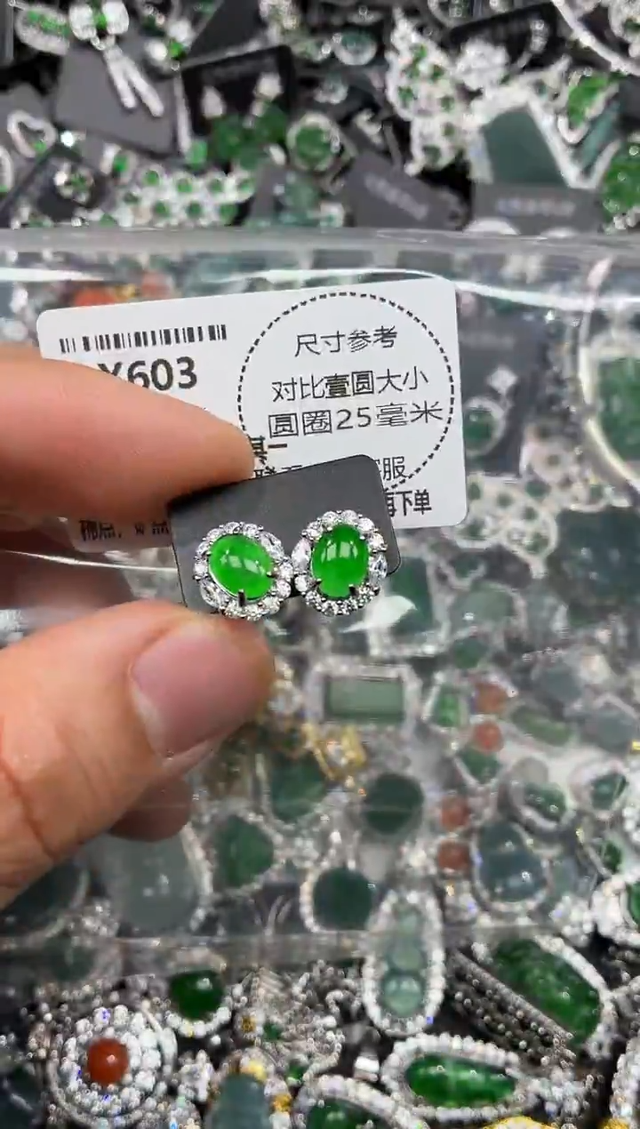 颈饰未镶嵌翡翠X603耳钉