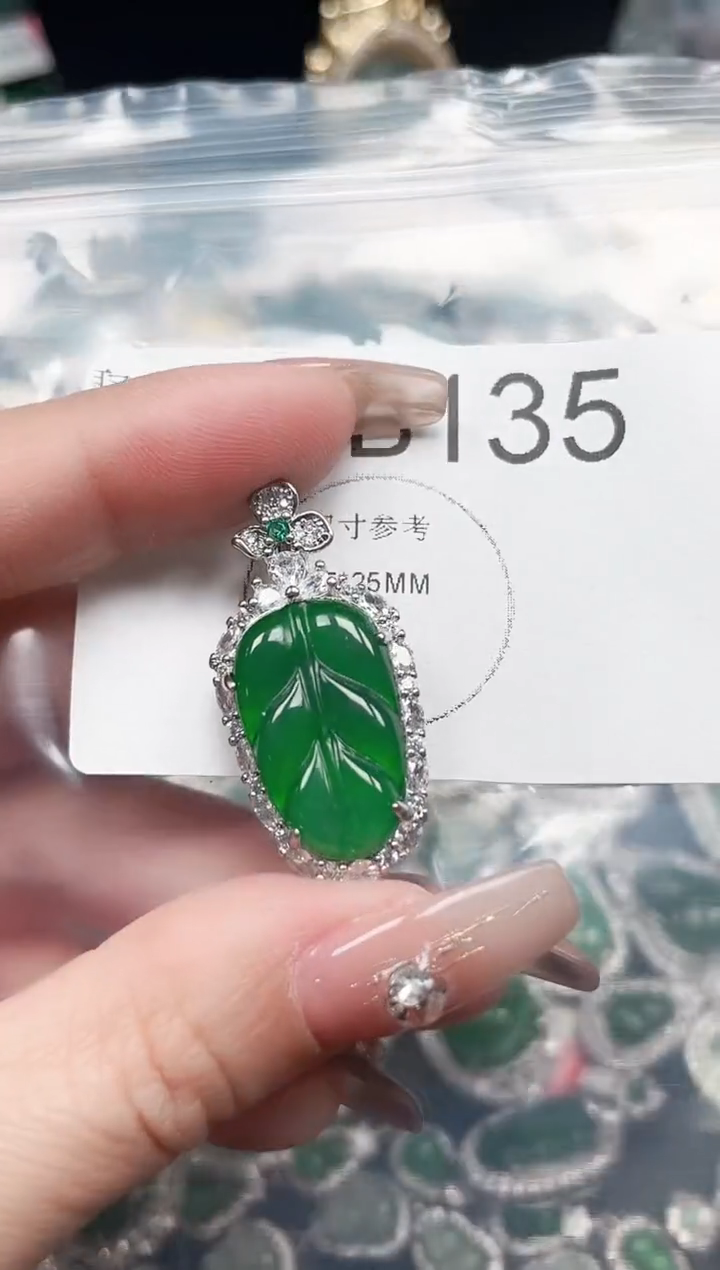 【闪购商品】翡翠颈饰未镶嵌赠皮绳135