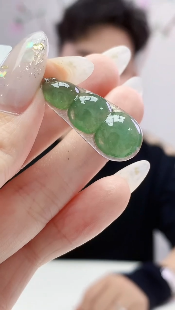 定制翡翠未镶嵌029ee-毛货豆子26赠金扣