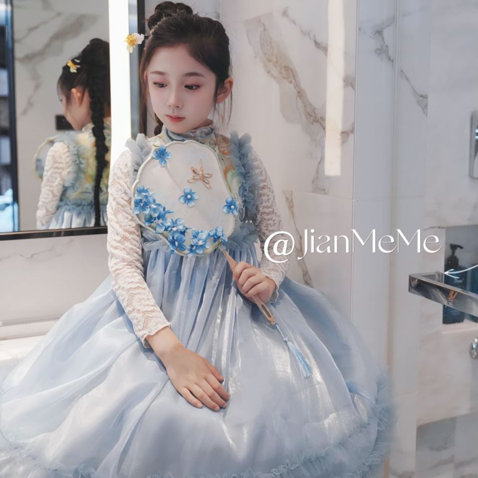 F017【佳节】新款女童春秋款公主裙网红仙女裙可爱时尚礼服裙