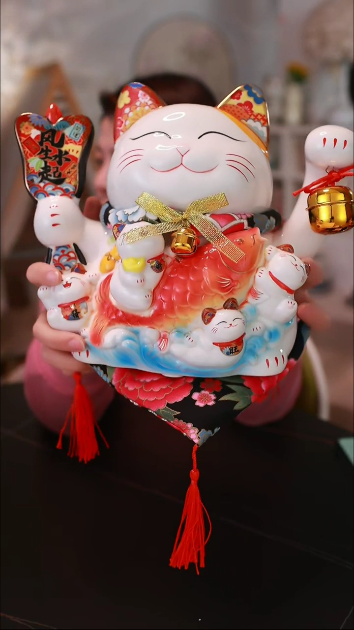 【闪购商品】`11寸风生水起招财猫<E602>