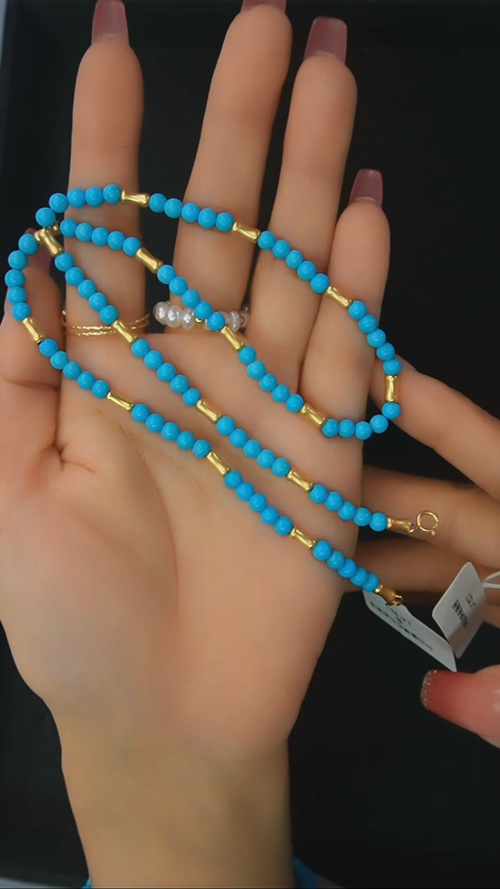 【闪购商品】绿松石项链银S925镶嵌发货一件4m+