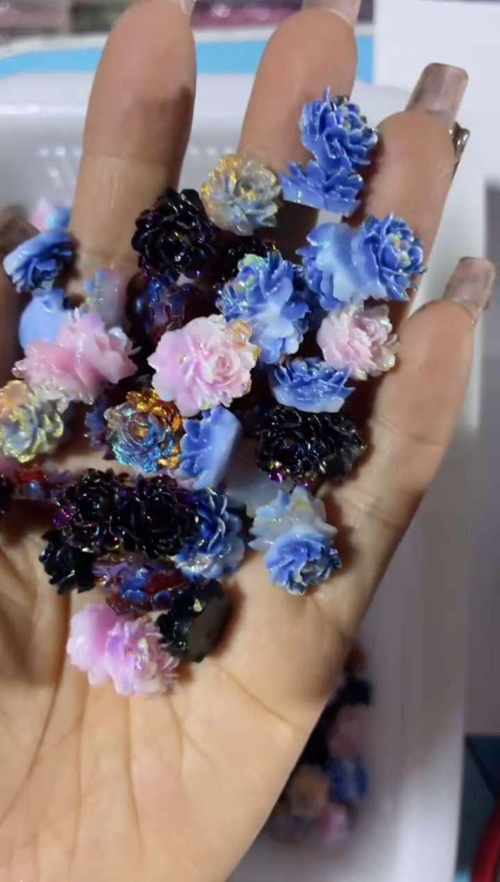 塑料2315-卡14软胶花混色电镀彩100颗