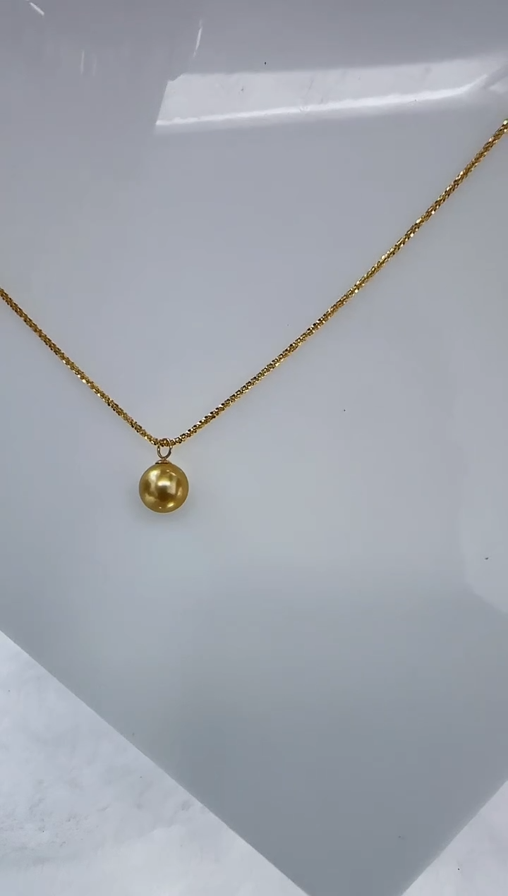 18K金镶嵌海水珍珠DA金珠吊坠10-11 ss175