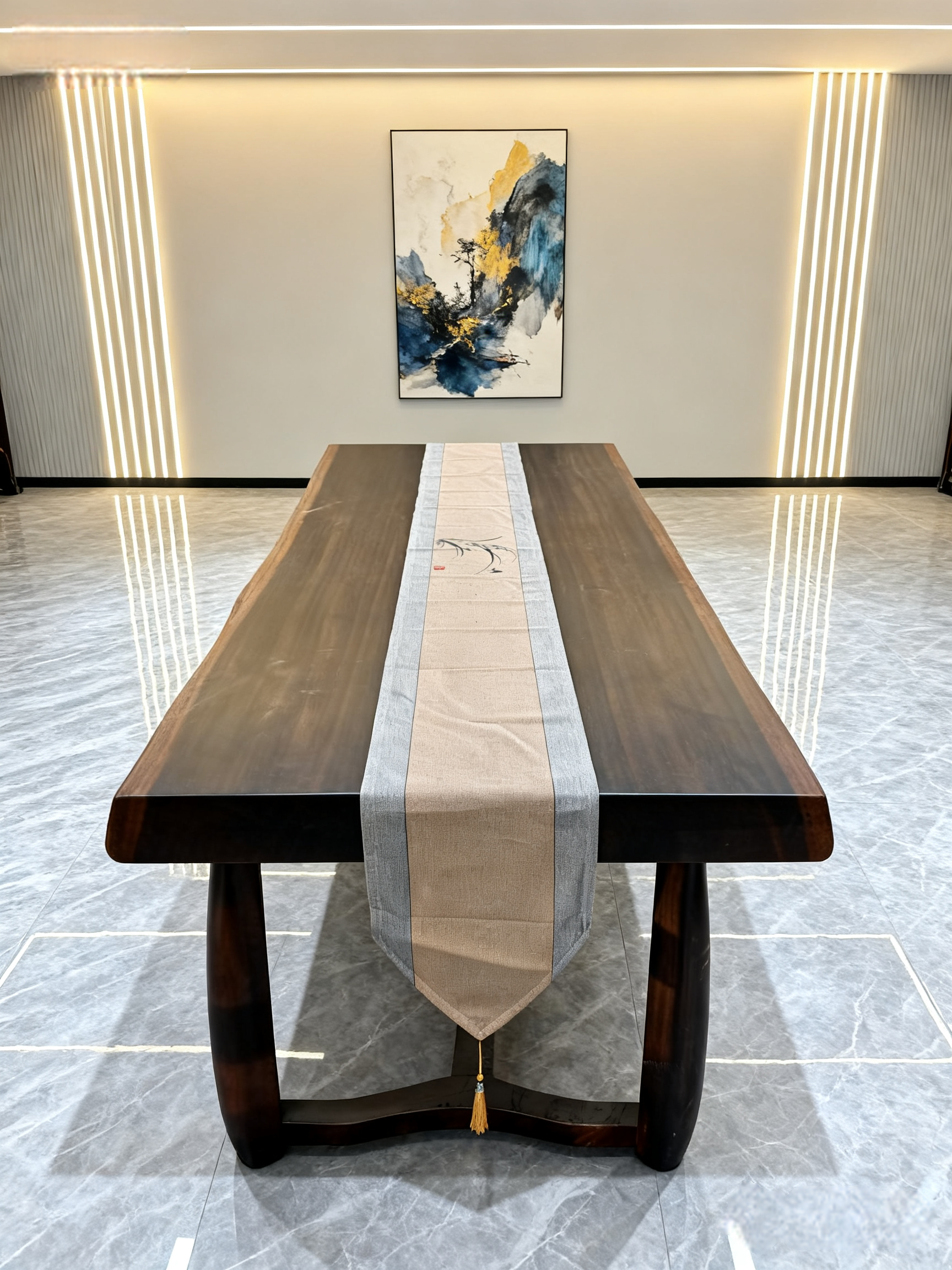 刚果黑檀实木大板茶桌整板整料送支架（胡桃木支架）218.89.89.9.8