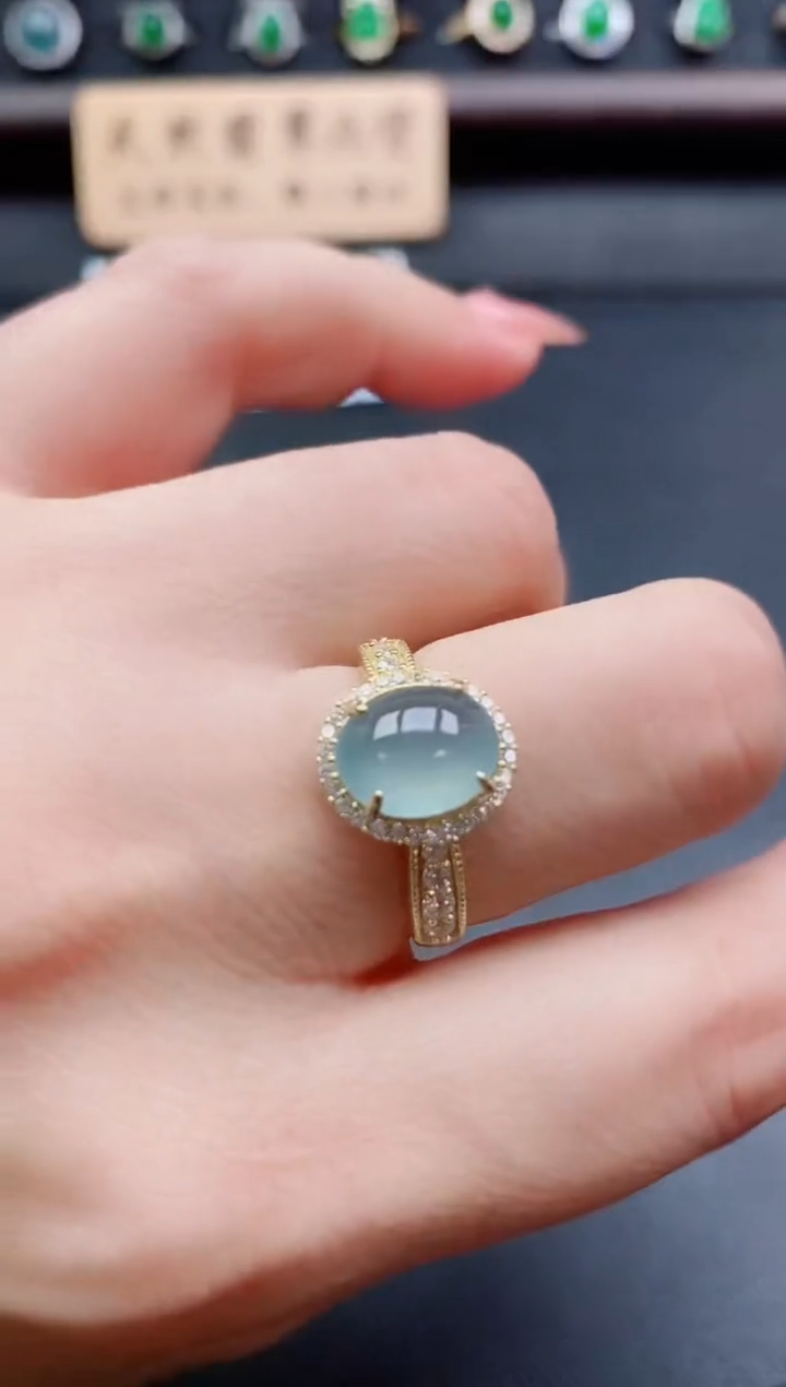 银S925镶嵌戒指翡翠1