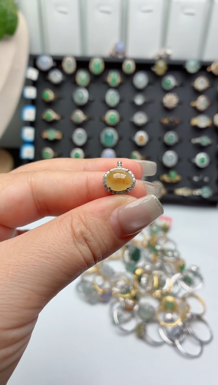 银S925镶嵌戒指翡翠.