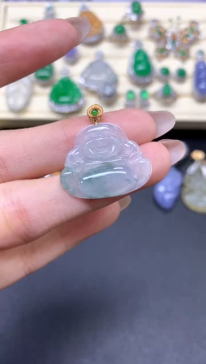 【闪购商品】翡翠吊坠(不含链)18K金镶嵌吊坠|550+55