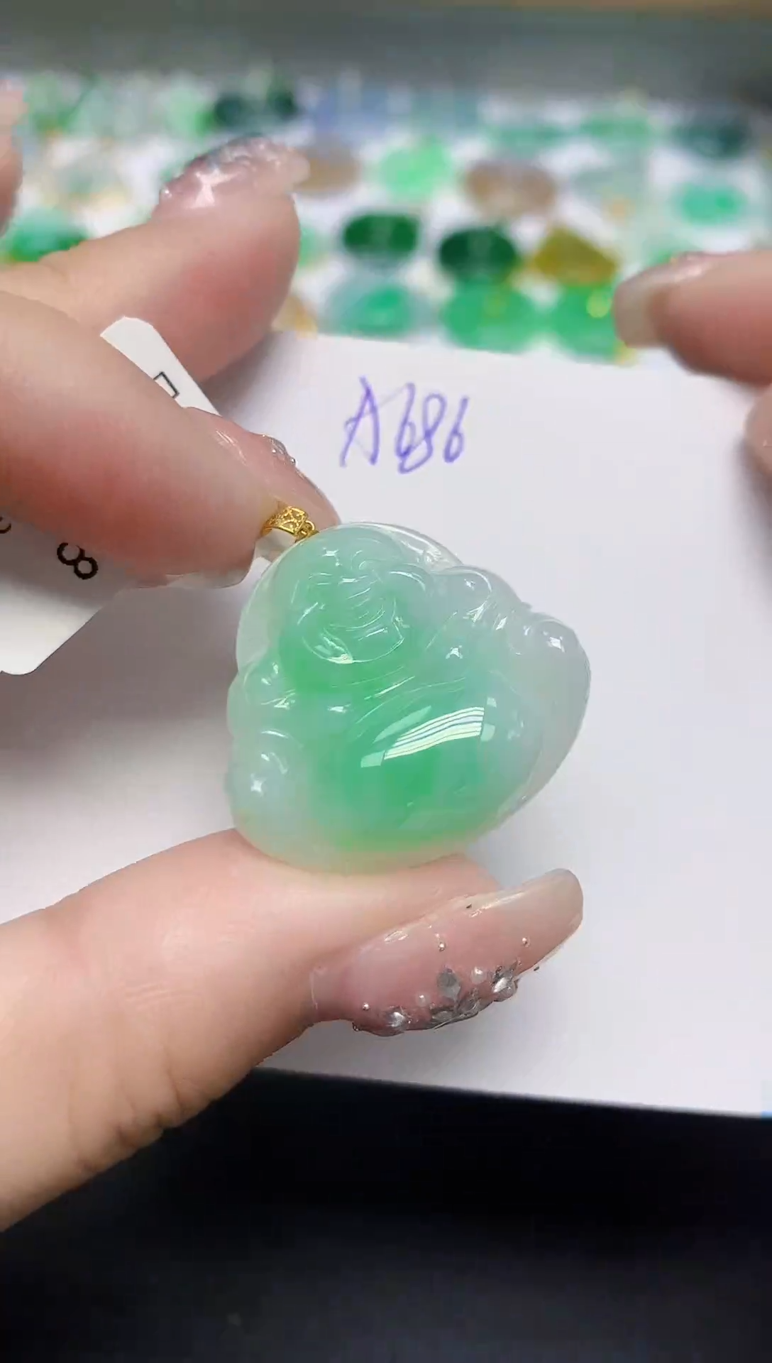 颈饰18K金镶嵌翡翠天然缅甸翡翠A货翡翠百元以上9元证书费自理