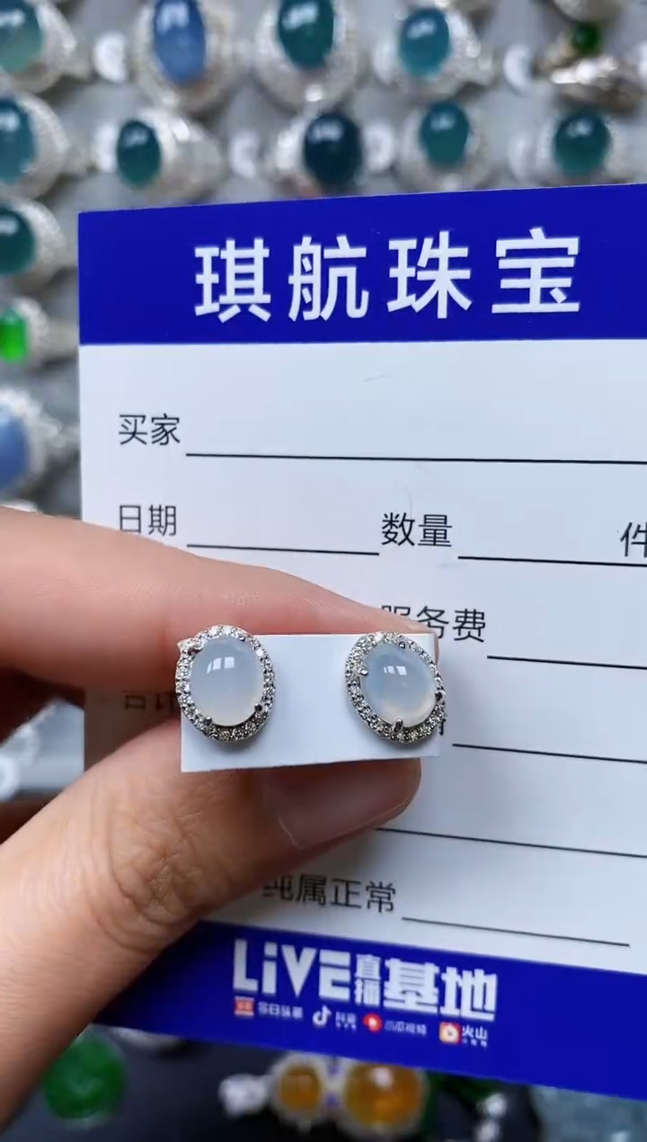 【闪购商品】翡翠耳饰银S925镶嵌0437