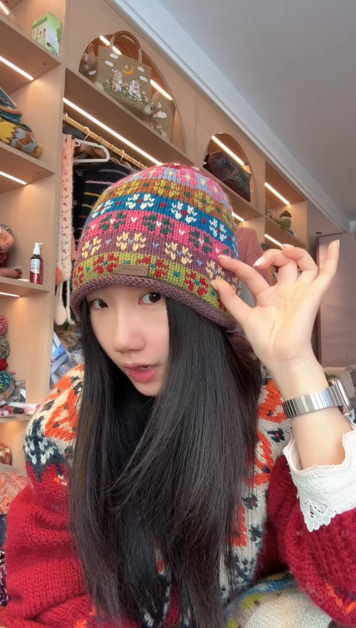 羊毛美利奴四叶草卷边冷帽