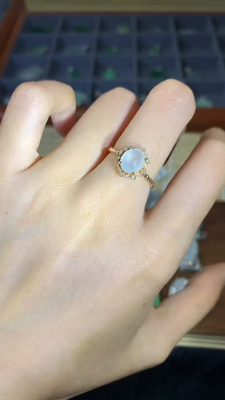 【闪购商品】翡翠戒指18K金镶嵌戒指zzw