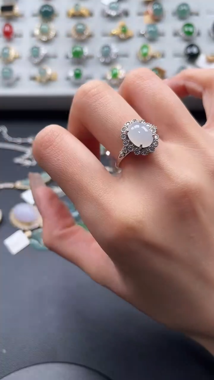 【闪购商品】翡翠戒指银S925镶嵌436435