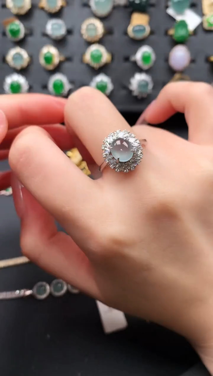 【闪购商品】翡翠戒指银S925镶嵌51412