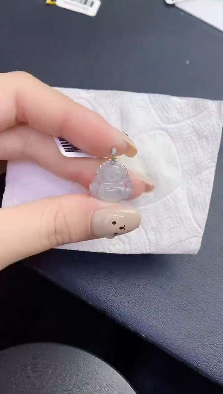 颈饰18K金镶嵌翡翠缅甸天然翡翠A货