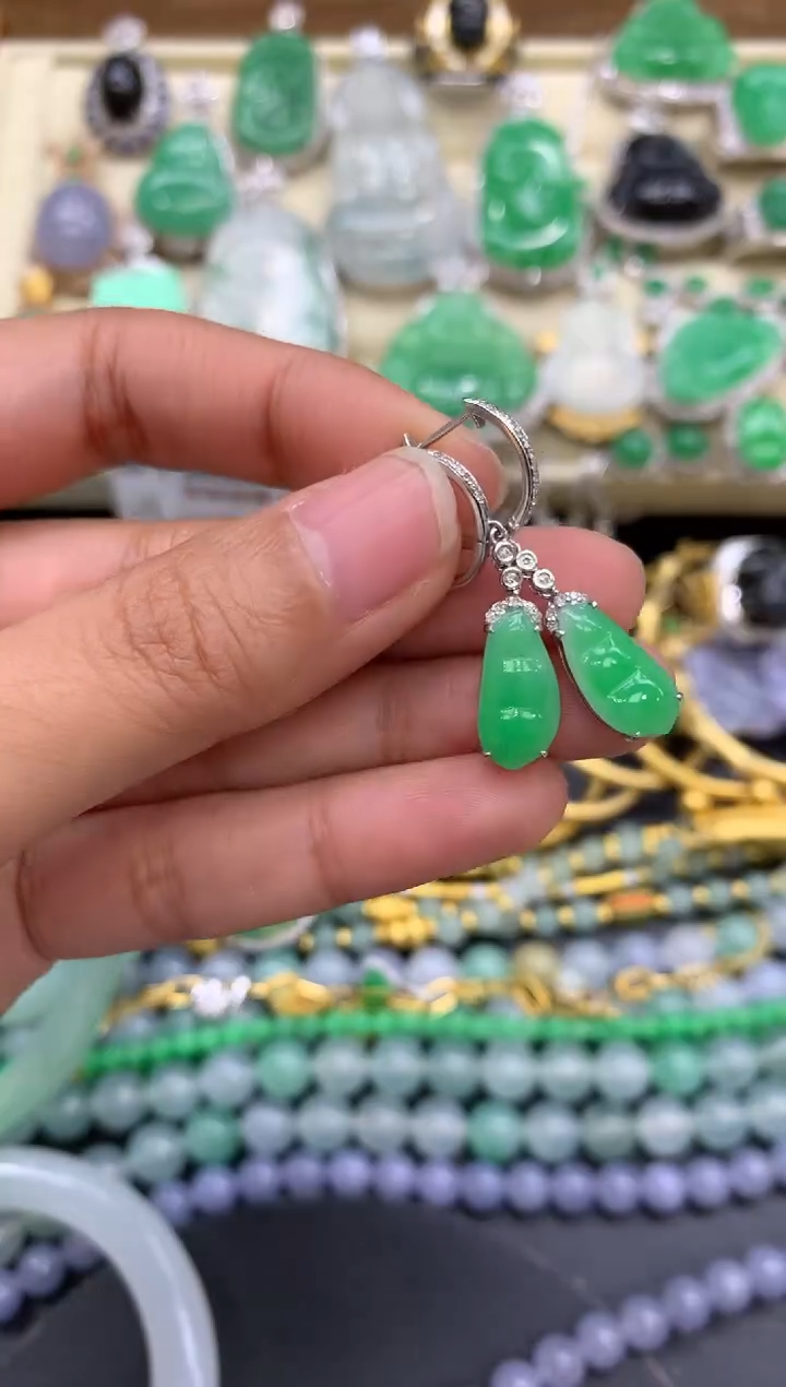 【闪购商品】翡翠耳饰18K金镶嵌264-中国好珍宝