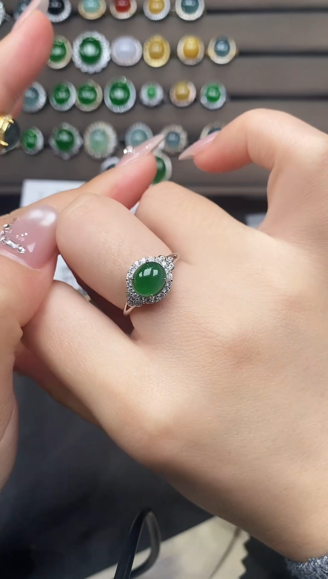 银S925镶嵌戒指翡翠111