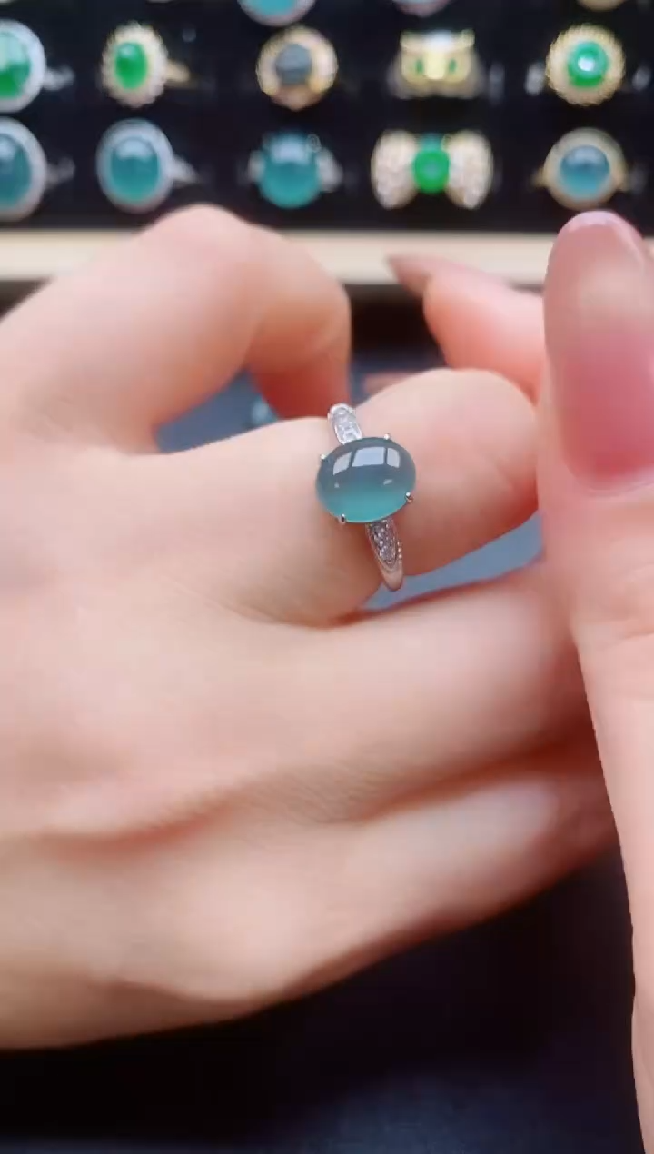 翡翠戒指银S925镶嵌1321