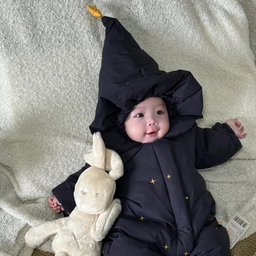满天星羽绒爬爬服儿童男女宝宝加厚时尚宝宝羽绒服婴童连帽冬季