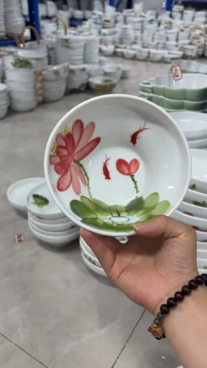 瓷片景德镇陶瓷食品级手绘釉中彩-葫芦碗