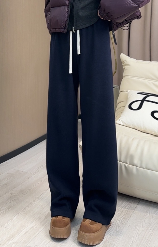 妮子严选“时尚高级”显瘦加绒加厚百搭洋气气质直筒裤02137