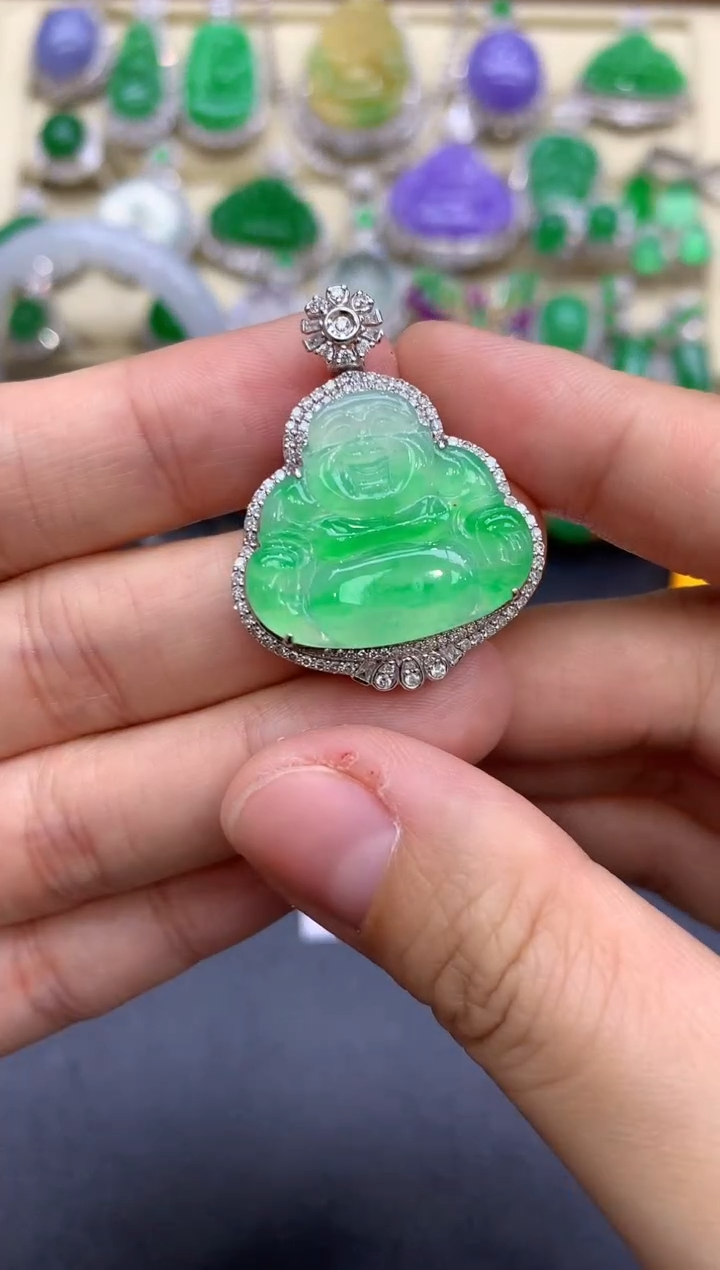 颈饰18K金镶嵌翡翠431-中国好珍宝