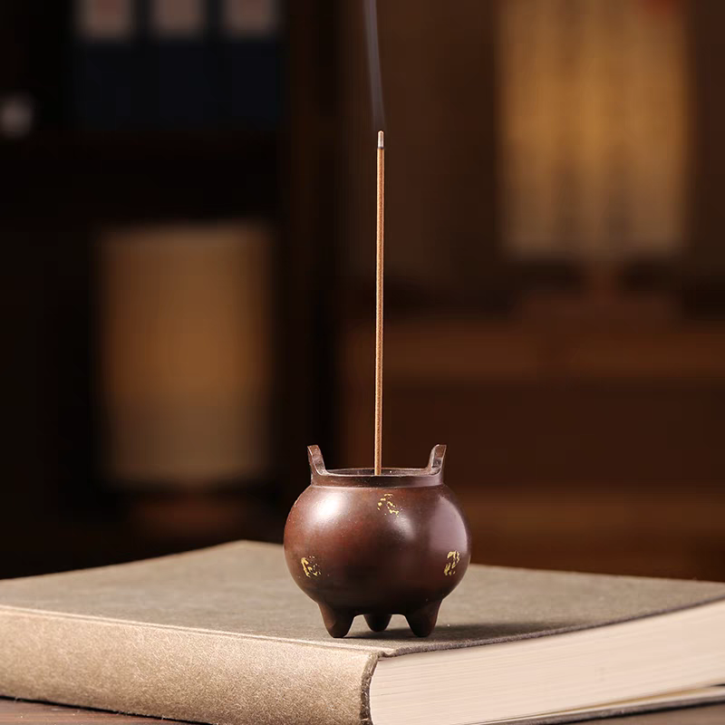 【倩遇】黄铜宣德炉-点金款 复古做旧插香香炉室内摆件香座摆件精致