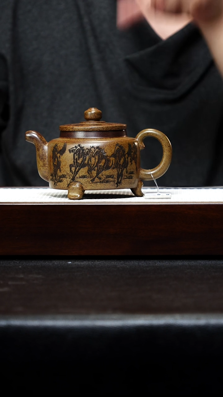 茶壶紫砂宜兴紫砂 三足大彬 虎皮金砂柴烧 王燕 h200
