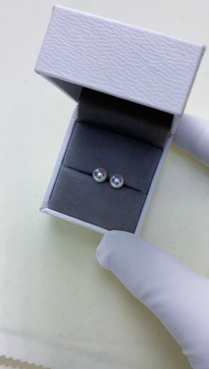 【闪购商品】海水珍珠饰品18K金镶嵌5-6素钉定制