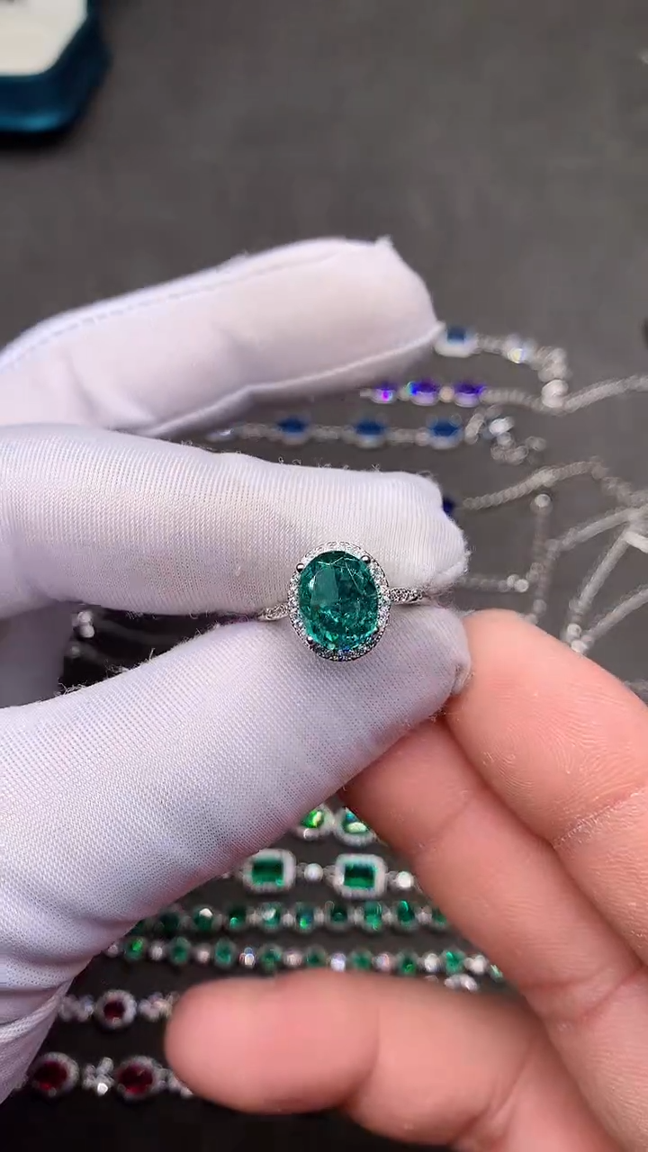 【闪购商品】帕拉依巴碧玺戒指银S925镶嵌······