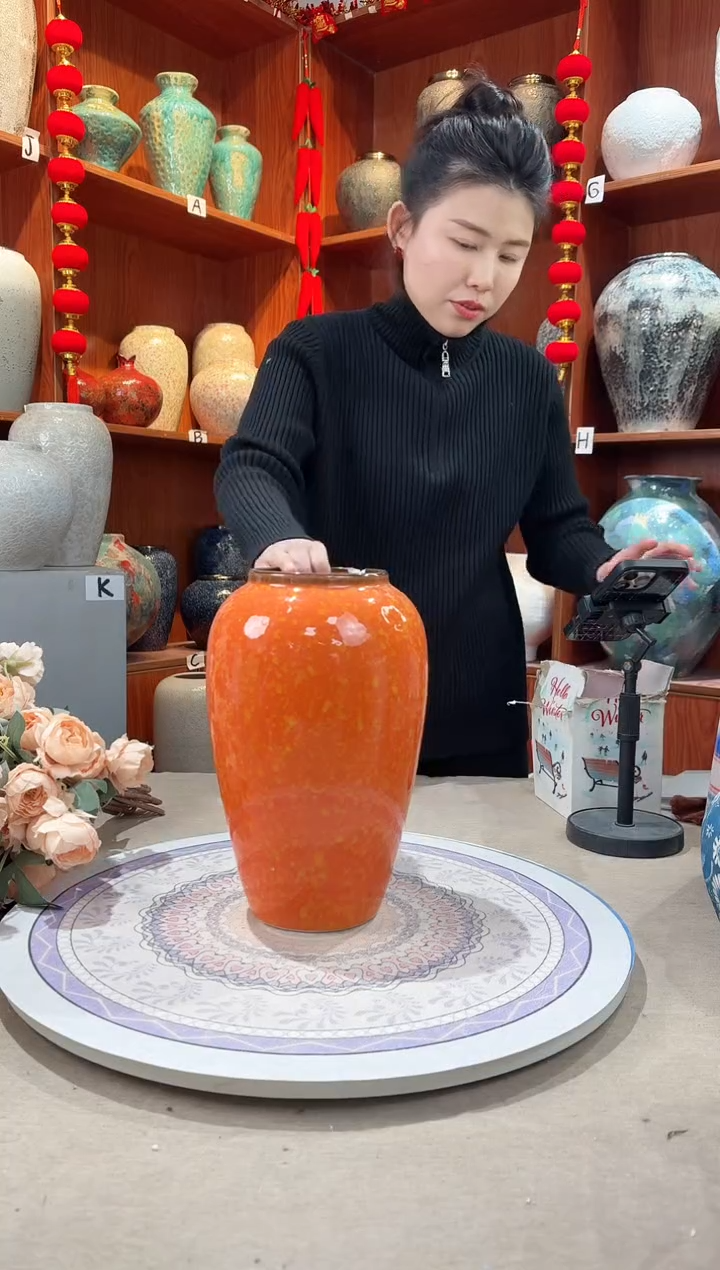 【闪购商品】瓶陶瓷花瓶 无花 微瑕爱马仕橙中号