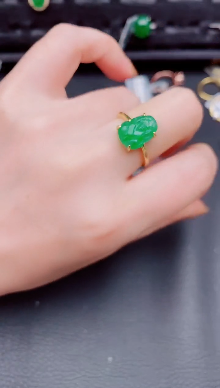 【闪购商品】翡翠戒指银S925镶嵌天然a货翡翠488