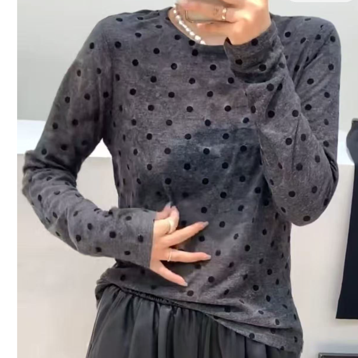 8956女装波点打底t恤XL(衣长60-61)