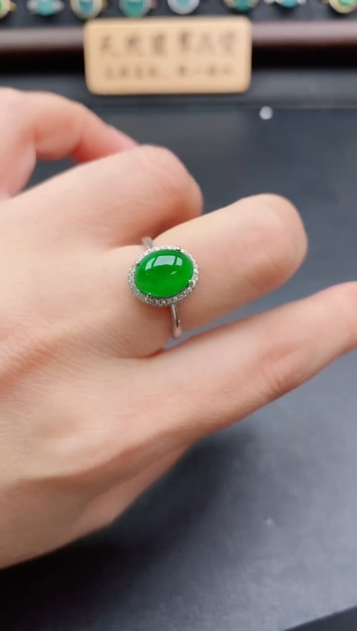 银S925镶嵌戒指翡翠1