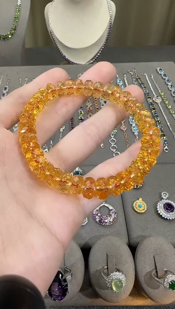 未镶嵌手串黄晶11mm多面切工手串