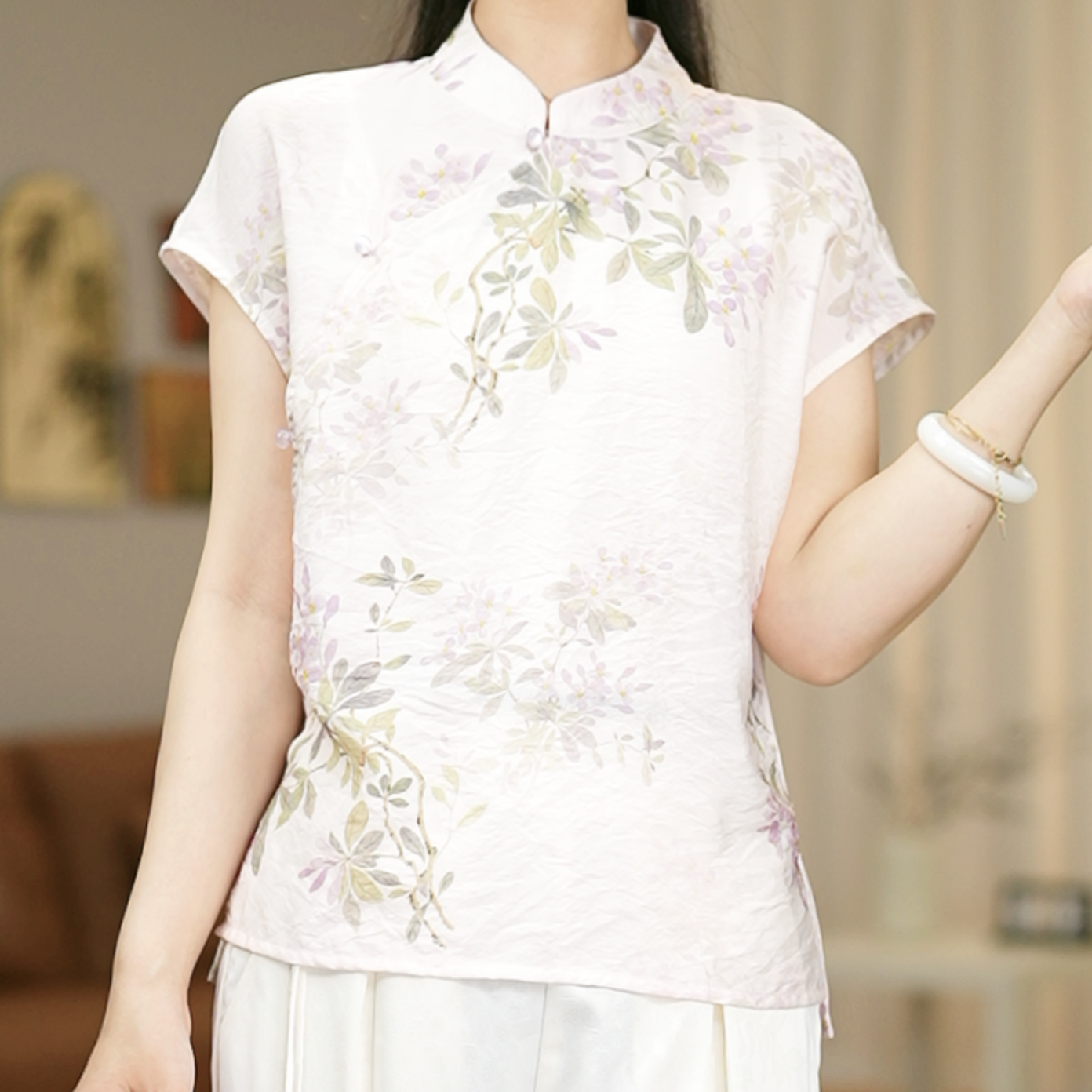 【现货】【702-紫鸢】改良版新中式国风复古宽松小衫飞袖上衣-菲哥