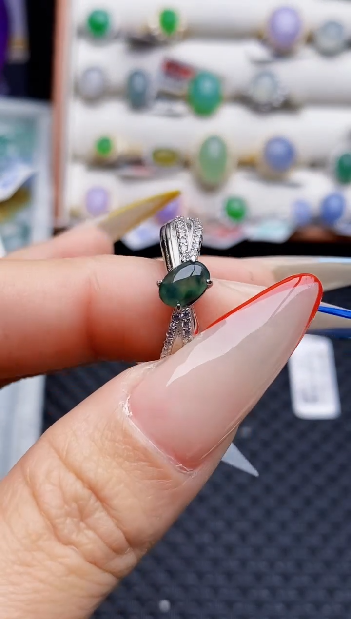 银S925镶嵌戒指翡翠6970