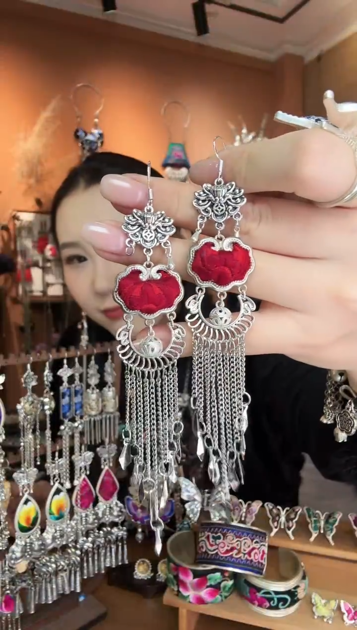 刺绣纯手工民族风耳环