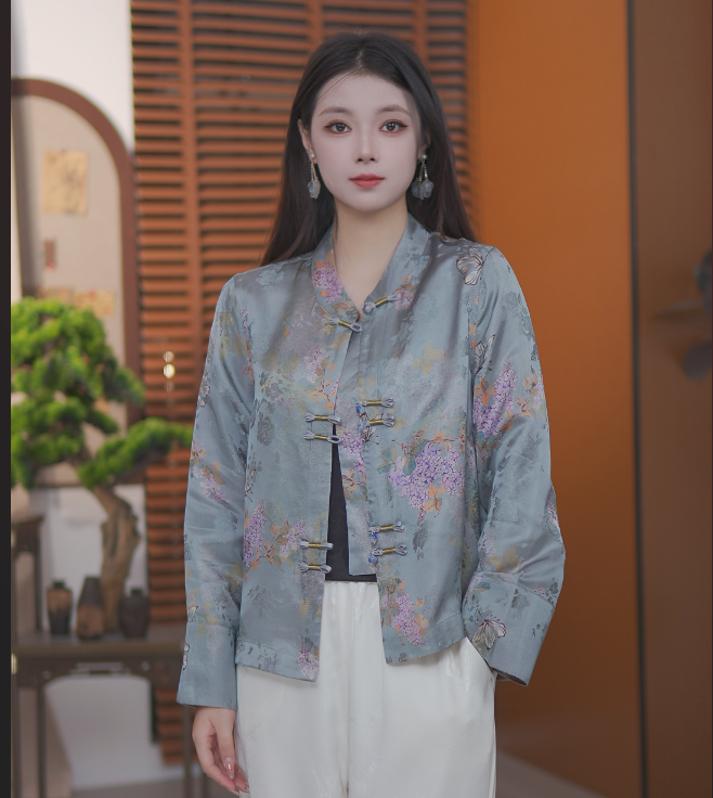 [蝶澜]2025新中式国风秋季开衫外套上衣中国风润霞波澜