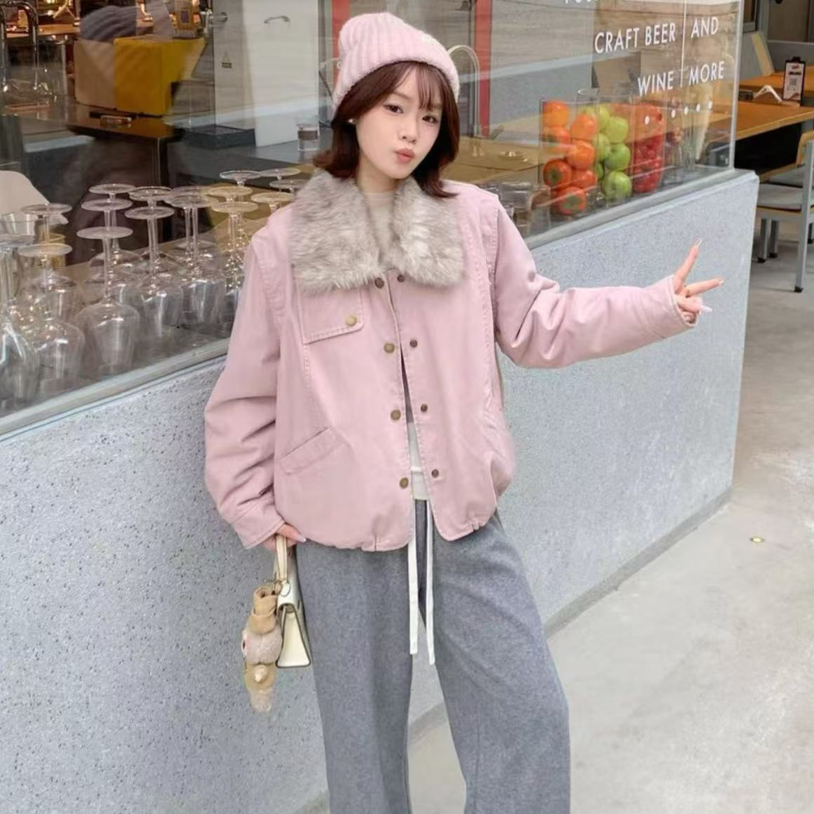 98189 意法高品质派克服可拆卸款韩版宽松慵懒气质女款冬季厚外套