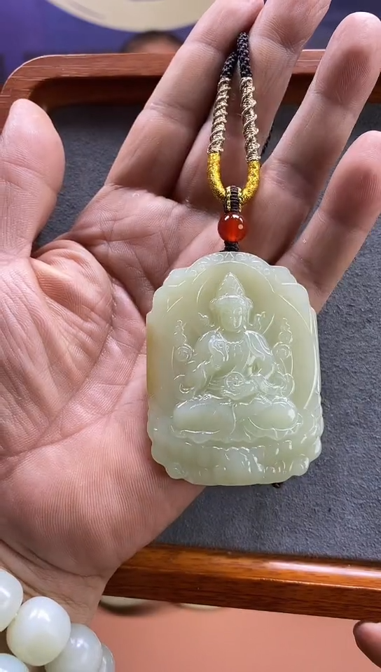 和田玉未镶嵌吊坠(不含链)精品和田玉观音