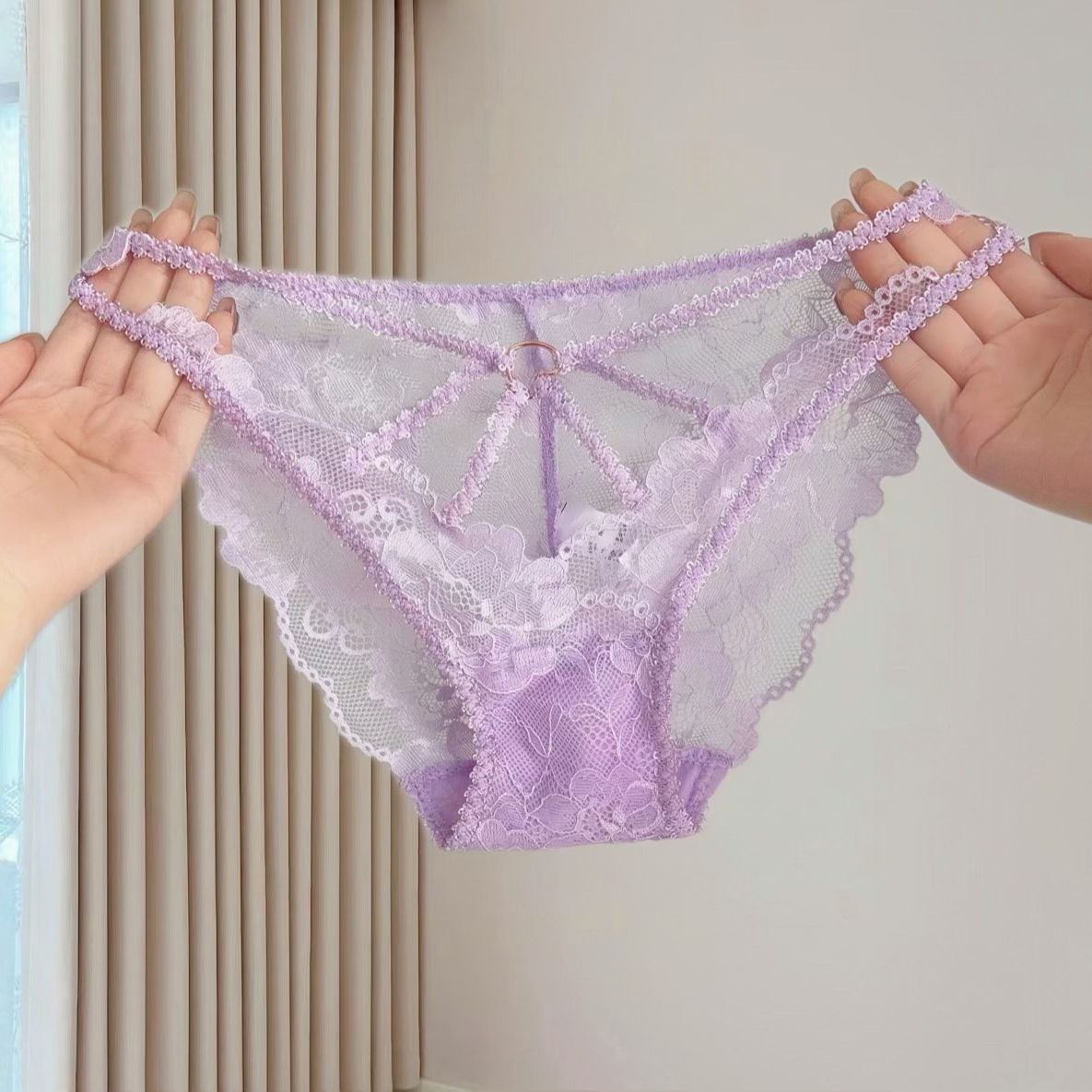 透气甜美镂空女三角内裤网纱内裤三角裤不褪色中低腰可爱优雅迷人