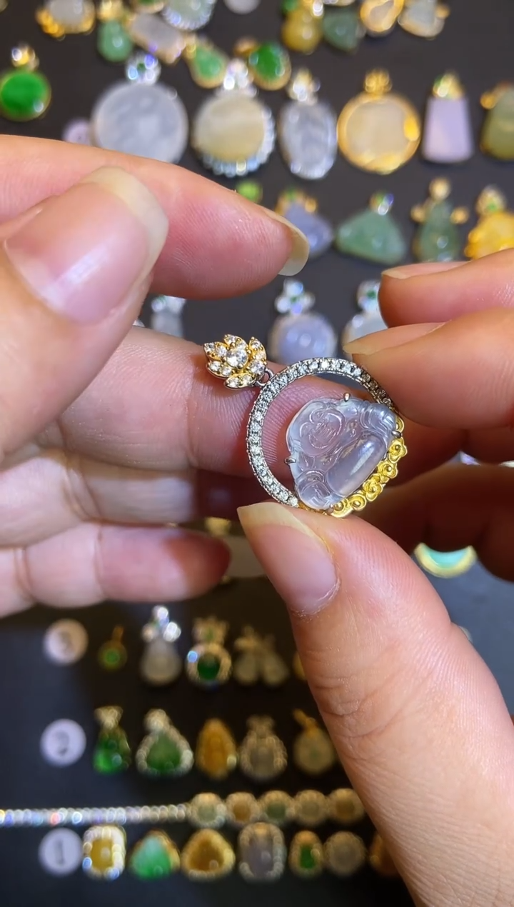 吊坠(不含链)银S925镶嵌翡翠1