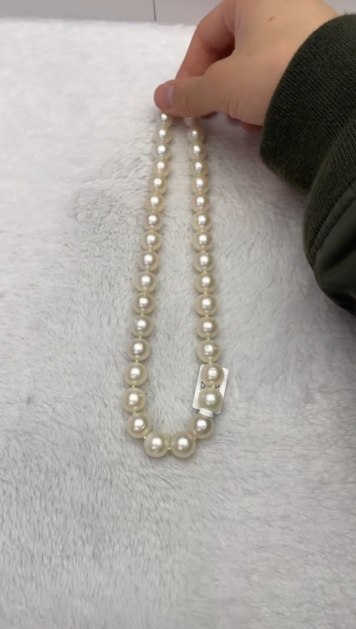 【闪购商品】海水珍珠项链银S925镶嵌澳白10-13mm（多样性发一）