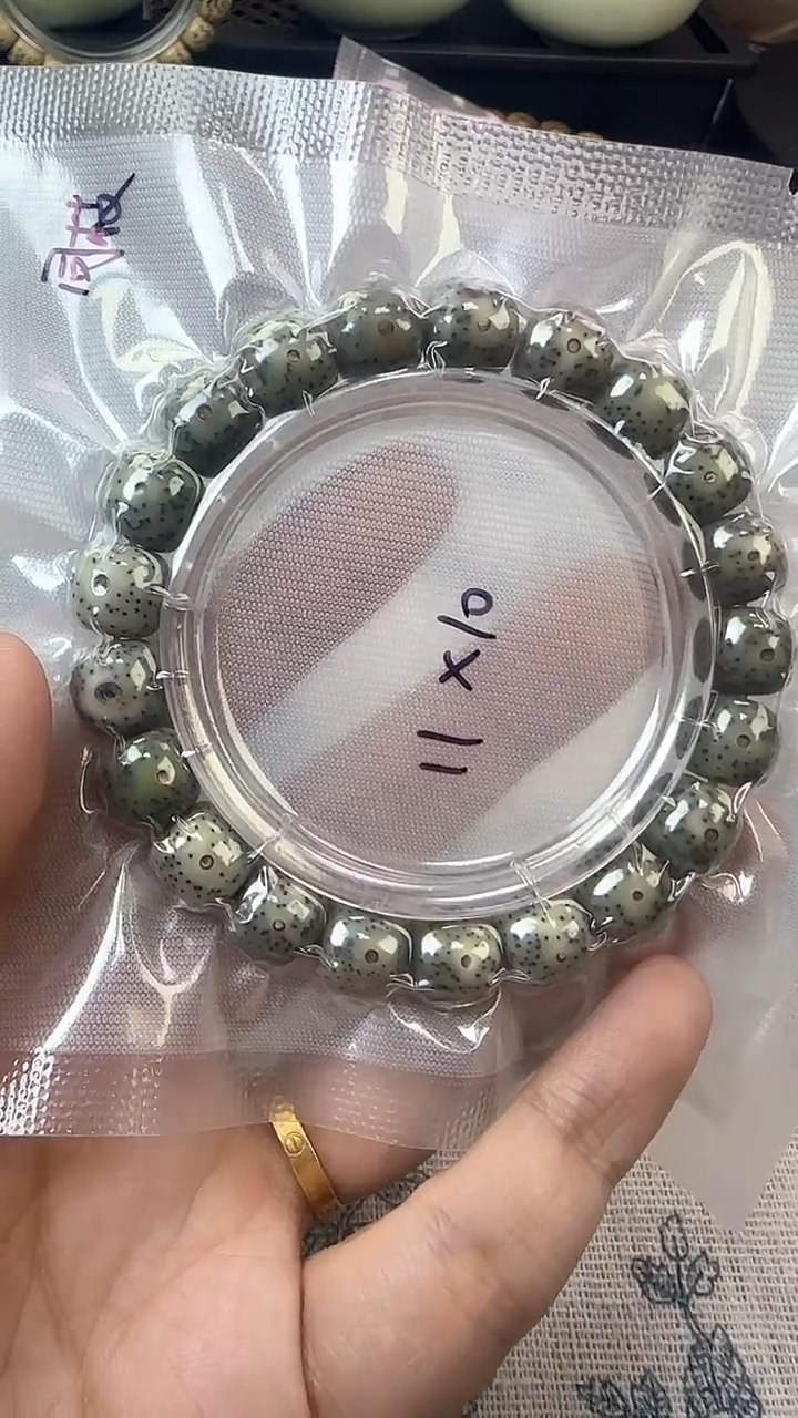 手串星月菩提11石玉料糯冰单圈11×10高透精工福利