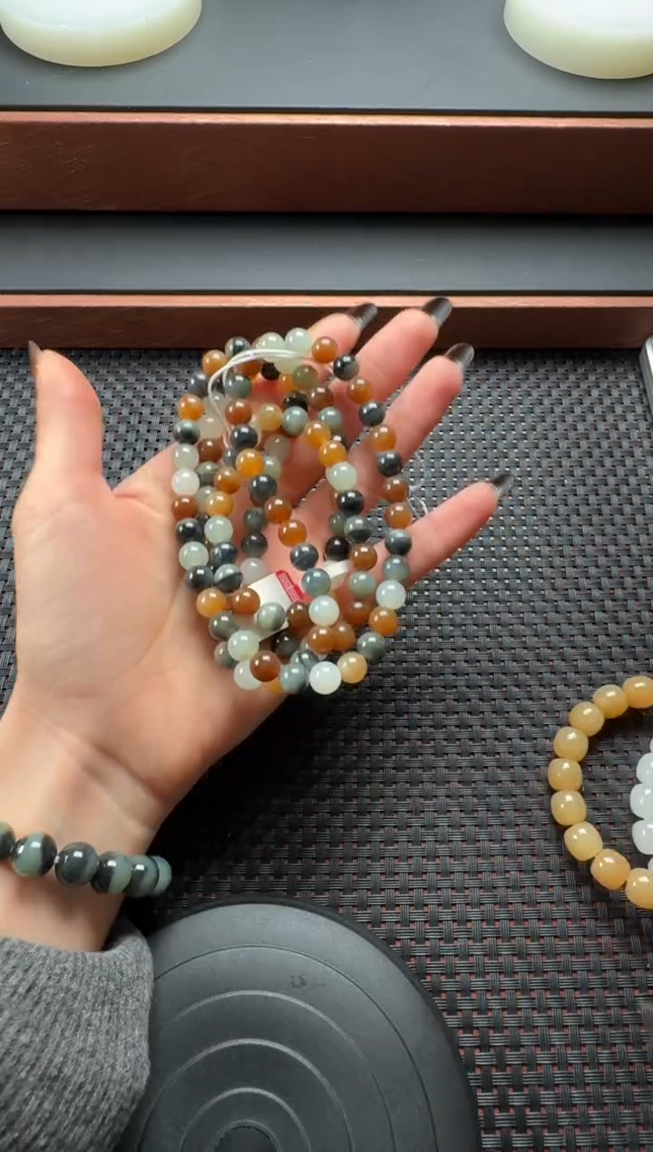 项链未镶嵌和田玉和田玉多宝卡8项链108颗